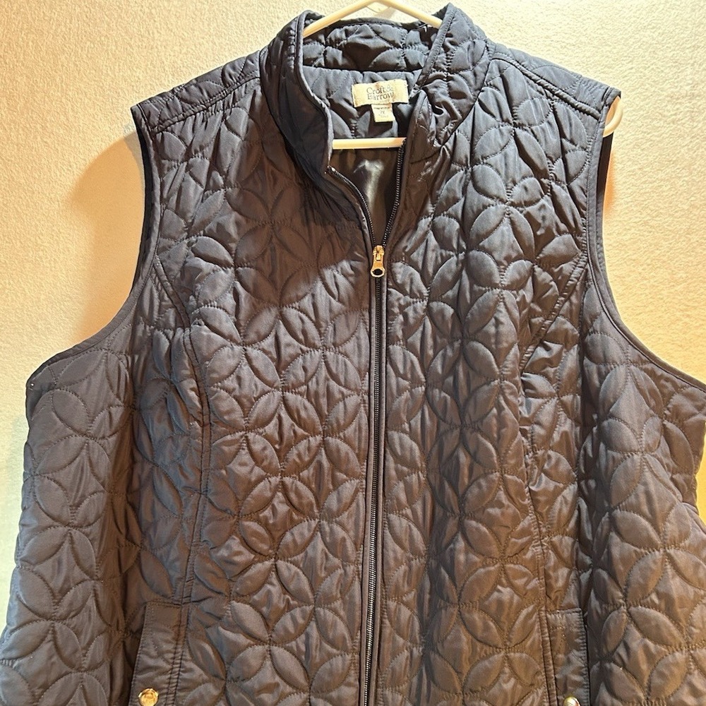 Croft & Barrow Women's Plus 2X Navy Mid-Length Full-Zip Vest w/ Pockets